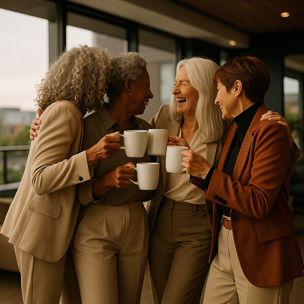 Diverse group of businesswomen learning together